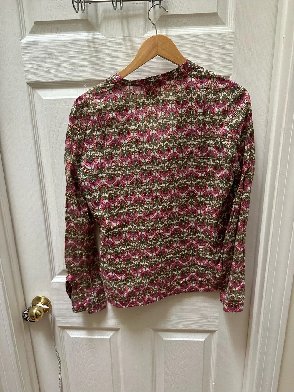 Tory Burch Pink Olive Floral Long-Sleeve cotton tunic Top 8
